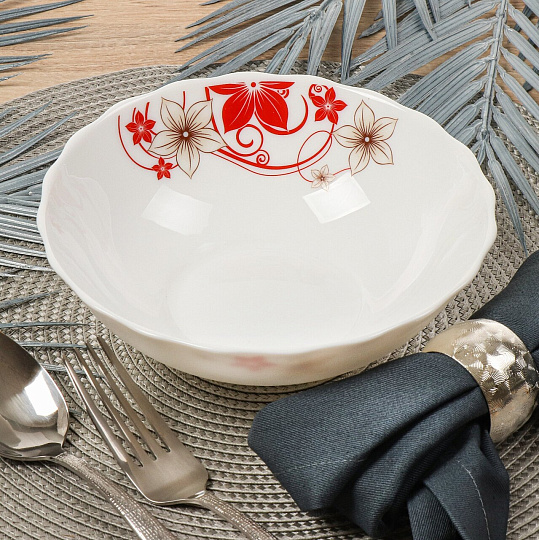 Сервиз столовый стеклокерамика, 19 предметов, на 6 персон, Daniks, Кармен, белый