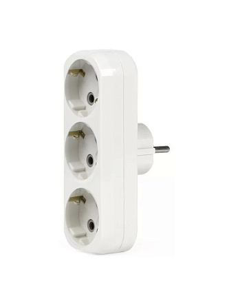 Тройник 3 гнезда, с заземлением, плоский, 16 А, Smartbuy, SBE-16-A02-3z