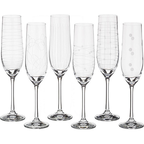 Набор бокалов для шампанского из 6 шт. "виола микс" 190 мл. высота 24 см, 674-322