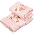 Набор полотенец 2 шт, 50х90, 70х140 см, 100% хлопок, 450 г/м2, Silvano, Цветы, розовый, Турция, D5-1