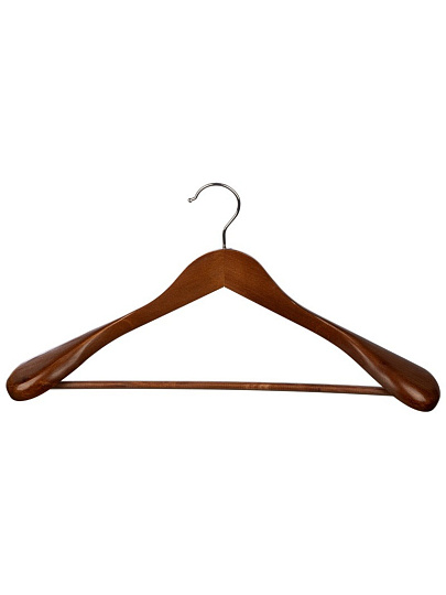 Вешалка-плечики для одежды, 45 см, дерево, костюмная, темно-коричневая, Рыжий кот, 107914