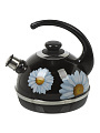 Чайник сталь, эмалированное покрытие, 3.5 л, со свистком, ручка консольная, Рубин, Ромашки, черный, T04/35/02/14 - фото 6