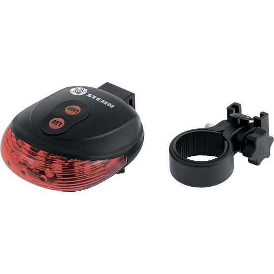 Фонарь велосипедный с лазерным обозначением габаритов, 5 LED, 2 лазера, 2хААА, Stern, 90559