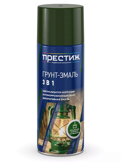 Грунт-эмаль аэрозольная, Престиж, 3в1, алкидная, серая, RAL 7040, 520 мл, 0.425 кг