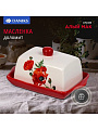 Масленка доломит, 19.7х12.5 см, крышка доломит, Daniks, Алый мак
