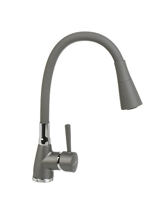 Смеситель для кухни, Aqwin, гибкий излив, с картриджем, графит, A36284-19