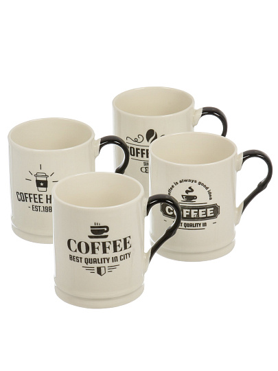 Кружка керамика, 4 шт, 375 мл, Марк, Daniks, в ассортименте