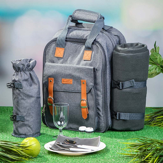 Термосумка-рюкзак для пикника 31х21.5х40.5 см, Picnic Sourse, прямоугольная, на 4 персоны, с аксессуарами, CA142029.STD