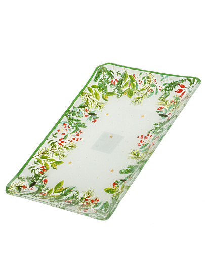 Блюдо стекло, прямоугольное, 20х30 см, Еловая ветвь, Daniks