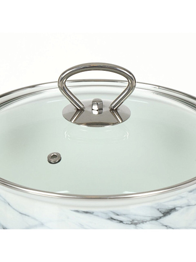 Набор посуды эмалированная сталь, 6 предметов, кастрюли 1.9,2.5,3.7 л, индукция, Керченский металлургический завод, Белый мрамор-1 Элит, белый