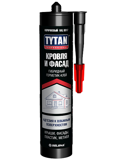 Клей-герметик гибридный, для кровли и фасада, Tytan, Professional, 11143, 280 мл, RAL8017, коричневый, нейтральный