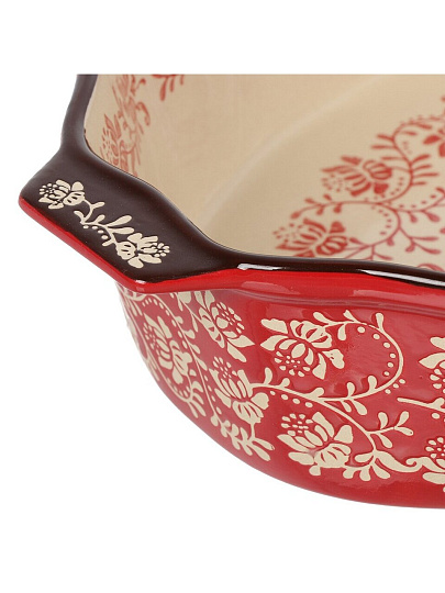 Форма для запекания керамика, 39.7х25.2х7.7 см, 3.2 л, фигурная, Ветви на красном, Y6-10303