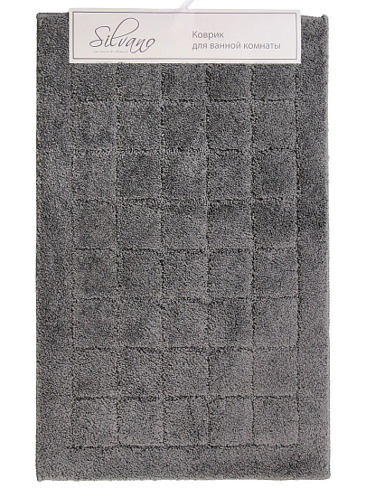 Коврик для ванной, 0.5х0.8 м, полиэстер, графит, Silvano, Клетка, Y4-11461
