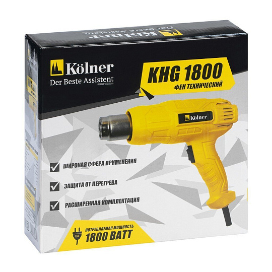 Фен строительный Kölner, KHG 1800, 1800 Вт, 500 л/мин, 300 °C, 500 °C, 2 скорости
