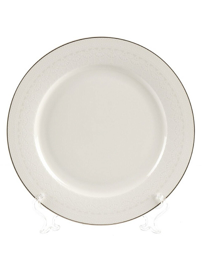 Тарелка обеденная, фарфор, 25 см, круглая, White Lace, Fioretta, TDP670