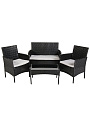 Мебель садовая Миранда, черная, стол, 71х41х39 см, 2 кресла, 1 диван, 150 кг, 57.5х58х84 см, серые подушки, 101х58х85 см - фото 12