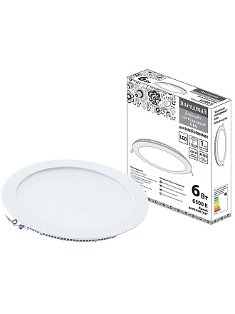 Светильник встраиваемый ультратонкий, Даунлайт Народный, 6 Вт, 6500 К, белый, TDM Electric, SQ0329-0245