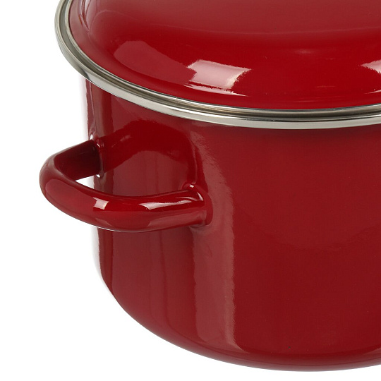 Кастрюля эмалированная сталь, 4 л, крышка сталь, цилиндрическая, Сибирские товары, 9MD201P, вишневая, индукция