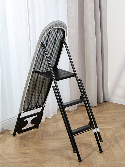 Доска гладильная 99х32 см, Марья Искусница, стремянка, 2 в 1, стремянка 116 см, 3 ступени