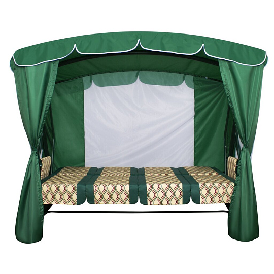 Качели садовые 4-местные, 232х125х195 см, 380 кг, Arno, Оазис Люкс+, раскладываются в кровать, с москитной сеткой, зеленые, полусоты, 2016-КД- 40/Л+, металл