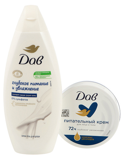 Набор подарочный жен, Дав, Обновление, крем-гель для душа, 250 мл + крем для лица и тела, 150 мл