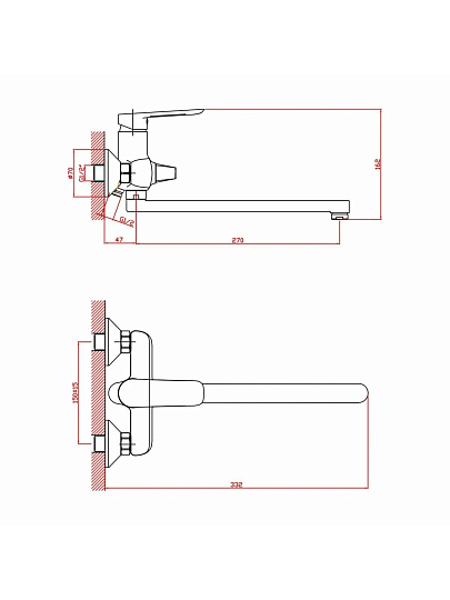 Смеситель для ванны, Антей, Виадук, с картриджем, хром, 535341-ANT