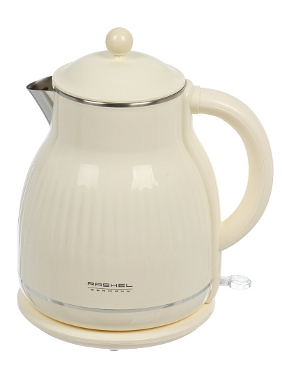 Чайник электрический RasheL, R-450-20, кремовый, 2 л, 1800 Вт, скрытый нагревательный элемент, нержавеющая сталь