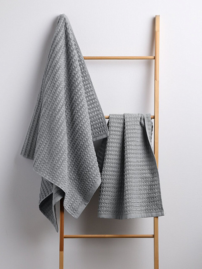 Полотенце банное 70х130 см, 100% хлопок, 450 г/м2, Рельеф, Bravo, светло-серое, Узбекистан, м7807_32