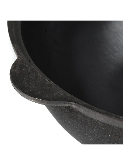 Казан узбекский чугун, 10 л, с крышкой, крышка алюминий, плоское дно, черный, 6405