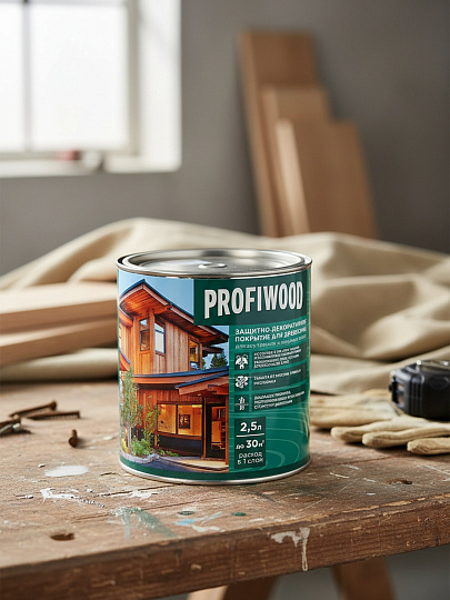 Пропитка Profiwood, для дерева, защитно-декоративная, рябина, 2.3 кг