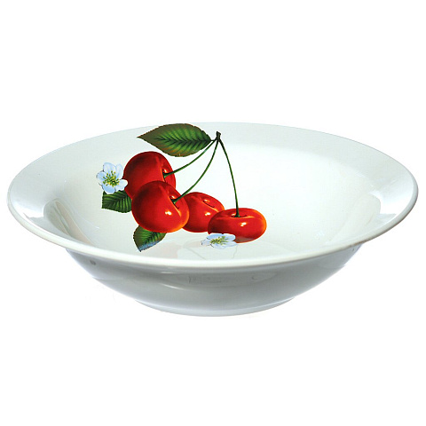 Тарелка суповая керамическая, 200 мм, Вишенка 063/8 Кубаньфарфор