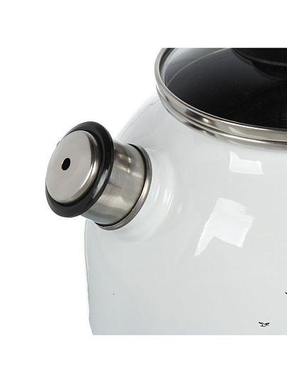 Чайник сталь, эмалированное покрытие, 3 л, со свистком, ручка пластиковая, Appetite, Apple Tree, индукция, белый, 4с209я