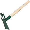 Мотыжка комбинированная, черенок деревянный, с 3-х зубыми витыми граблями