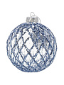 Елочный шар Сетка, прозрачный, синий, 10 см, стекло, F010039