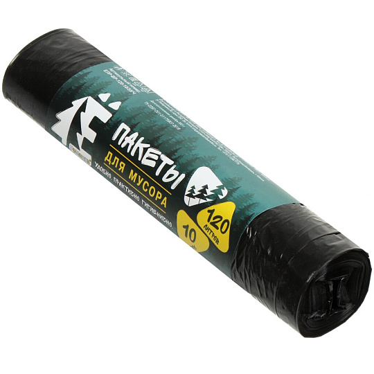 Пакеты для мусора 120 л, 10 шт, 25 мкм, ЕЛР ПВД, Ромашка