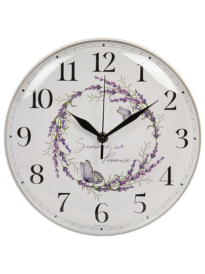Часы настенные, кварцевые, 25 см, основание белое, круглые, Рубин, Прованс, 2526-100