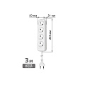 Удлинитель 4 гнезда, 3 м, без заземления, 10 А, 2300 Вт, белый, TDM Electric, Народный, SQ1303-1316 - фото 5