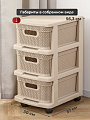 Комод 3 ящика, Ajur, 30х37х56.3 см, бежевый топаз, корзина, на колесиках, KL379522005, Keeplex - фото 2