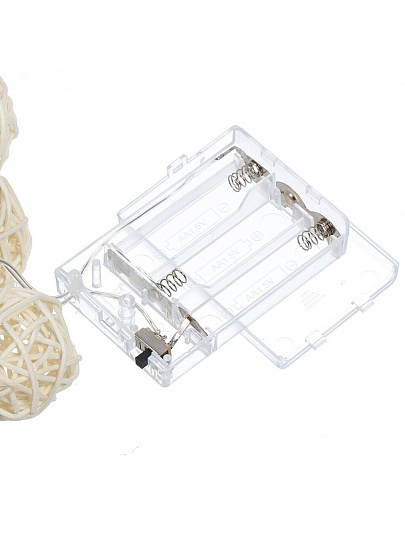 Гирлянда 15 ламп, 3 м, 1 режим, Шары, теплый белый свет, прозрачная, в помещении, на батарейках, LED, Y4-7528