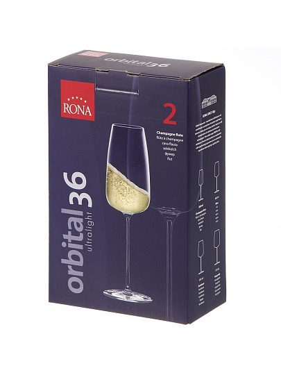 Бокал для шампанского, 360 мл, хрустальное стекло, 2 шт, Repast@Rona, Orbital, 63156