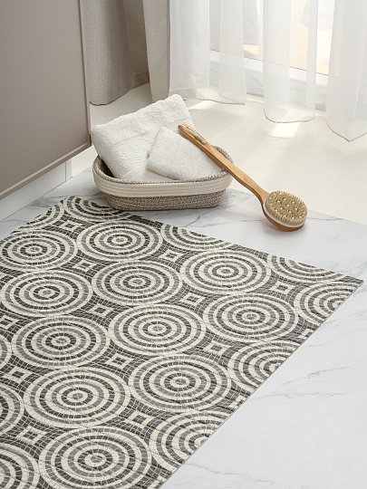 Коврик для ванной, антискользящий, 0.8х15 м, вспененный ПВХ, Вилина, Виктория, V33-grey