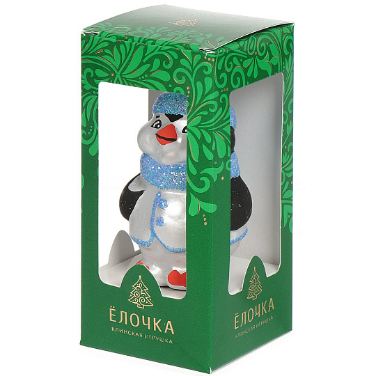Елочное украшение Елочка, Пингвин, белое, 8 см, стекло, С851