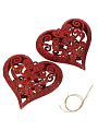 Набор елочных украшений Сердце, 2 шт, красный, 9.5х10.8 см, пластик, SYLKGJD-4822092CP - фото 3