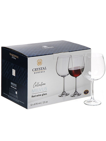Бокал для вина, 670 мл, стекло, 6 шт, Bohemia, Milvus, 91L/1SD22/0/00000/670-664