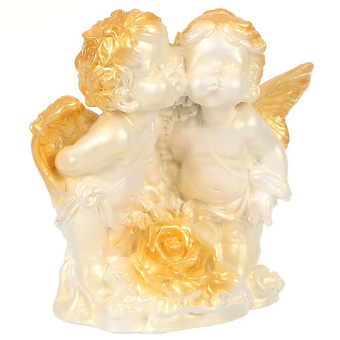 Фигурка декоративная гипс, Ангелы с розой, 26 см, И22