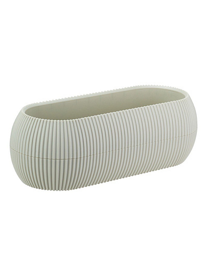 Кашпо пластик, 1.3 л, 28x11.5x9 см, овал, белый ротанг, Idea, Пиканто, М 3210