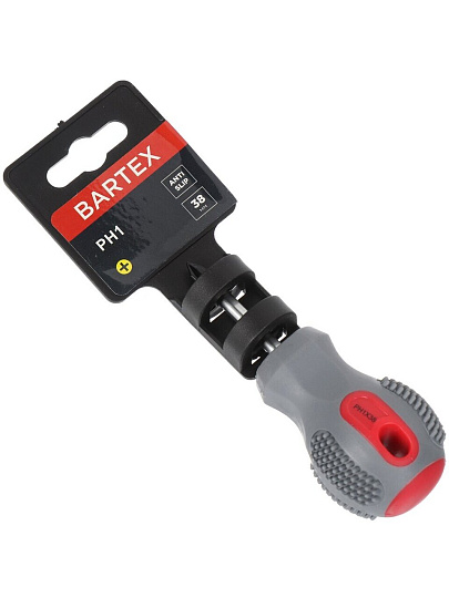 Отвертка крестовая, Bartex, PH1, 1х38 мм, антискользящая двухкомпонентная, CrV сталь, K0029N