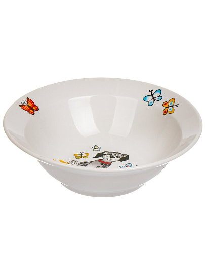 Тарелка суповая фарфор, Озорные щенки, 300 мл, круглая, Дулевский фарфор, белая, 062112