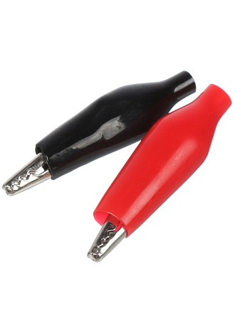 Зажим ЗКИ, крокодил, красный, черный, в изоляции, 3А, 1шт+1шт, 40 мм, TDM Electric, SQ0541-0025