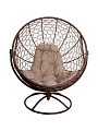 Кресло вращающееся ротанг, Гагарин, 106х69х139 см, коричневое, 150 кг, подушка бежевая, 11100201 - фото 2